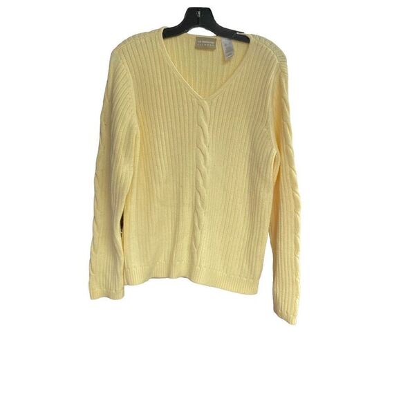 LIZ CLAIBORNE Yellow Cable Knit Women’s Sweater Size Large - Picture 1 of 9
